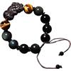 WCOCOW Braccialetto Feng Shui in ossidiana nera, braccialetto Pixiu Dragon, braccialetto regolabile per ricchezza, talismano, cristallo Reiki, chakra, quarzo, per donne e uomini