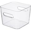 SmartStore Contenitore quadrato L da 4,7 l, trasparente, per cucina, bagno, ufficio, dispensa, frigorifero, con manici, sicuro per alimenti e senza BPA, 20 x 20 x 16 cm