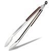 Relaxdays Pinza da Cucina, Acciaio & Manico Legno, Accessori per Cucinare, Forchettone Spaghetti & Insalata,38cm,Argento