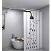 Protalwell Asta angolare per tenda da doccia, dimensioni 152,4 x 76,2 cm, colore argento, in acciaio inossidabile 304, a forma di L, senza trapano per vasca da bagno