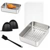 VINATO Set 6 pièces pour Airfryer Ninja Dual Zone & FlexDrawer - Plat inox, Grille d'égouttage, Couvercle, 2 Gants silicone, Pinceau
