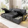 Lekvvied Divano angolare a U letto 4 posti da 268.5cm,divano letto con 2 chaise longue contenitore,divano componibile con LED e porte USB Type-C,divani con schienale regolabile,tessuto ciniglia,Grigio