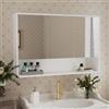 Msutree Armadietto Specchio da Bagno, Mobile a Parete con Ripiani Regolabili e Specchio HD, Armadio Contenitore Moderno Salvaspazio per Bagno (90x60cm)