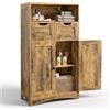 Bealife Armadietto da Bagno, Mobile Sottolavabo per Bagno, con 2 Ante, 5 Scomparti e Ripiano Regolabile in Altezza in 3 Livelli, Chiusura Magnetica, Molto Spazio, 108 x 30 x 60 cm (Retrò)