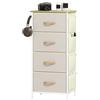 HOMCOM Cassettiera in Tessuto 4 Cassetti Pieghevoli, 45x30x94.5 cm, Beige
