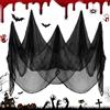 Wzone Panno Nero Spaventoso di Halloween 215 x 500 cm (84 x 197), Garza di Copertura Nera per Decorazione Gotica, Panno Spaventoso Super Grande per Decorazioni di Copertura per Feste in Casa Stregata