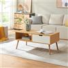 [en.casa] Tavolino Rettangolare da Salotto con Cassetto Tavolo Basso Centrale da Caffè con Vano Portaoggetti 100 x 48 x 45 cm per Soggiorno Sala d'Attesa - Effetto Rovere/Bianco