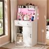 ChromaCasa Credenza da cucina con luce LED, armadio contenitore con 1 cassetto e anta, credenza da cucina, mobile bar per soggiorno e sala da pranzo, bianco