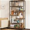 Bealife Libreria Alta a 7 Ripiani，Libreria Scaffale ，Scaffale Portaoggetti,Struttura in Metallo, per Soggiorno e Camera da Letto、Studio、Ufficio, Stile Retrò