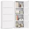 NovoLiving Credenza Alta 119 cm 4 Ante 4 Ripiani, Mobile Contenitore Comò Salvaspazio Stretto per Camera da Letto Soggiorno Ingresso Corridoio Ufficio, Mobile Multiuso Push-to-Open Senza Maniglie, Bianco