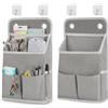 WestCH 2 Pezzi Borsa Portaoggetti da Parete Pieghevole, Tasche Organizzatore da Appendere Impermeabile, Tasche Portaoggetti da Parete con 4 Ganci, per Camera Bagno Dormitorio, Grigio