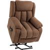 DecHome - Poltrona Relax Alzapersona con Telecomando Massaggiante e Reclinabile in Tessuto 91x93x103 cm Marrone