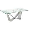 AC ANGEL CERDÁ Angel Cerdá - Tavolo da pranzo allungabile moderno in vetro temperato e acciaio cromato | Rettangolare Versatile | Elegante e Funzionale | Per 8 Posti | 160/190/220 x 90 x 75 cm