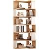 Generic Libreria angolare moderna bianca alta con 6 ripiani a forma di L, design per soggiorno, camera da letto, cucina, casa, ufficio, mensole in legno, 61 x 35,6 x 190,5 cm