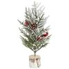 COM-FOUR® albero di Natale decorativo, piccolo albero decorativo | neve decorativa - coni - decorazione da tavola per la stagione dell'Avvento