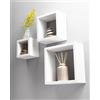 cecaro group Set 3 Mensole a Cubo da Parete Bianco in MDF - Solide e di Lunga Durata - Dimensioni Diverse 15x9x15cm, 20x9x20cm e 25x9x25cm - Facili da Appendere - Adatte per Libri, Oggetti o Piante