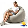 FUDUOXIAO Pouf gonfiabile, 110 x 110 x 65 cm, con pompa ad aria, impermeabile (grigio)