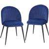 HOMCOM Set di 2 Sedie Sala da Pranzo, Sedie Cucina Moderne con Schienale a Conchiglia e Gambe in Metallo, Sedia in Velluto con Imbottita per Cucina, Camera da Letto, Ufficio e Soggiorno, Blu