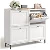 Bealife Scarpiera Ingresso con 4 Ante a Ribalte，Scarpiera Salvaspazio slim，Scarpiera Legno per Ingresso, Corridoio, 99x24x91 cm，Bianco (4 Pareggi)