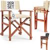 Casaria® Sedie da Regista Premium x2 Imbottita Legno di Eucalipto Certificato FSC® Pieghevole Braccioli Tessuto Lavabile Capacità di Carico fino a 160kg Giardino Esterno Crema