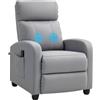 HOMCOM Poltrona Massaggiante Reclinabile Manuale 150° Grigio Chiaro