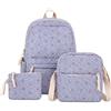 Generic Set di 3 zaini per ragazze adolescenti, grazioso zaino da scuola con accessori abbinati, zaino leggero in nylon impermeabile, zaino multitasche per scuola, viaggi e uso quotidiano, A quadretti viola