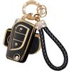 ATFIGII Custodia per chiave auto compatibile con Toyota Yaris Aygo X Yaris Cross Yaris Hybrid, custodia protettiva in TPU con bling bling, portachiavi con 2 tasti, oro nero