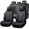 Generic Copri Sedile Auto Universale Per Fiat Doblo II 2010-2016 2017-2023 2024 2025, Coprisedili Auto Impermeabile Traspirante，Pelle Nappa，Resistente All'usura(Black)