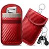 caslord 2 Borse Keyless Go Protection Chiave per Auto | Protettiva Keyless Go in Pelle | con 4 portachiavi | RFID Blocker Portachiavi | S 11.5 x 7.5 cm | Rosso scuro