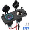 Qidoe USB C 65W Presa Accendisigari Pannello per Macbook: Doppio USB Caricabatteria Auto Incasso Presa di Ricarica Adattatore con Interruttore per 12V / 24 Volt Barca Camion Caravan Golf cart