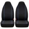Rebeca Shop Coprisedili compatibili con Smart Fortwo W450, W451 e W453, Nero con Rigo, Policotone, Set da 2 Pezzi, Sedili Anteriori (NERO CON RIGO BLU)