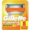 Gillette Fusion5 Lame di Ricambio Power per Rasoio (8 Pz), con 5 Lame per Ridurre l'Attrito Per Una Rasatura Fino a 20 Volte per ogni Lama Sostituibile