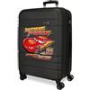 Disney Joumma Disney Lightning Mcqueen - Valigia media nera, 48 x 68 x 27 cm, rigida in ABS, chiusura a combinazione TSA, 74 l, 3,7 kg, 4 ruote doppie, estensibile
