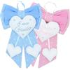 ideeanto fiocco nascita con nome personalizzato ricamato bambino/a cuoricini Made in Italy (rosa)