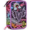 Mitama Astuccio Scuola 3 Scomparti, LOVETBEAT, Contenuto 47 pz, Completo di Matite, Pennarelli, Portapenne Scuola Elementare Bambina