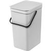 Brabantia Sort & Go Pattumiera 16L (Light Grey), Pattumiera cucina in plastica con maniglia, Secchio spazzatura salvaspazio con coperchio stay open rimovibile, Cestino umido facile da pulire