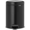 Brabantia Pedal Bin Newicon Pattumiera a Pedale, Secchio Interno in Plastica, Nero Opaco, 5 lt