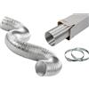 HYDROPLANETE Tubo Flessibile Alluminio Semi-Rigido 80/100/125/150 mm - Resistente al Calore -30°C a +200°C - Per Cappa Cucina, Stufa, Aspirazione Aria, Pellet - 2 Fascette Incluse