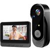 KEPEAK Videocitofono wireless con monitor, impermeabile IP66, schermo grande da 4,3 pollici, visione a 120°, batteria 1000mAh, audio bidirezionale, visione notturna, non richiede app/WLAN