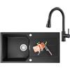 ANYCEE 86 x 45 cm Lavello Granito con Gocciolatoio e Arco Rubinetto Cucina