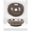 wohnfreuden Lavabo da appoggio in pietra di fiume, 30 cm, ovale, grigio, in pietra naturale, massiccio, durevole, pezzo unico