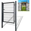 JOIEYOU Cancello da giardino in metallo zincato per porta da giardino, rete metallica esterna con maniglia per porta, serratura e chiave per il giardino, il cortile, la terrazza, il cortile, la porta