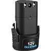 DURATECH 12V 2,0Ah Batteria Li-Ion, Leggera & Portatile | Ricarica Rapida Type-C, Accumulatore Compatto Compatibile Solo con Utensili Elettrici DURATECH 12V