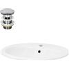 ML DESIGN modern living ML-Design Lavabo da Incasso in Ceramica 57 x 19,5 x 48,5 cm Bianco Lucido incl. Piletta di Scarico per Lavandino senza Troppopieno Lavello per Bagno Set Drenaggio Acciaio Inox Design Moderno