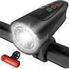 SURFOU Set di luci per bicicletta, omologate secondo il codice della strada | Impermeabile IPX5, ricarica di tipo C, 60 lux, luce posteriore con luce di freno, durata della batteria 4,3-19 ore