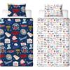 Character World Set copripiumino singolo ufficiale Stranger Things, design gorgone, reversibile, facile da pulire, set copripiumino su 2 lati con federa abbinata, stampa multicolore con logo Hellfire Club, Hawkins