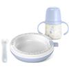 Suavinex, Stoviglie per neonati con piatto termico, mantiene il cibo caldo. Include: cucchiaio in silicone, bicchiere con manici e beccuccio in silicone, piatto termico, +6 mesi, Wild&Free, Azzurro