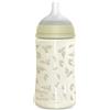Suavinex, biberon da 270 ml, con tettarella fisiologica in silicone SX Pro, valvola anticolica, flusso medio (M), per liquidi a media densità, latte, succhi o acqua. Neonati +3 mesi. Poetry, verde