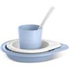 Suavinex, stoviglie per bambini, set di piatti per lo svezzamento, +6 mesi, lavabili in lavastoviglie, adatte al microonde. Include: bicchiere + piatto piano + ciotola + cucchiaio. Wild&Free Azzurro