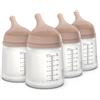 Suavinex Biberon Anticolica Zero Zero, 180 ml, Confezione 4, Medium | Tettarella flusso adattabile (A), Silicone, Neonati e +0 mesi, Per allattamento al seno, Latte materno e artificiale